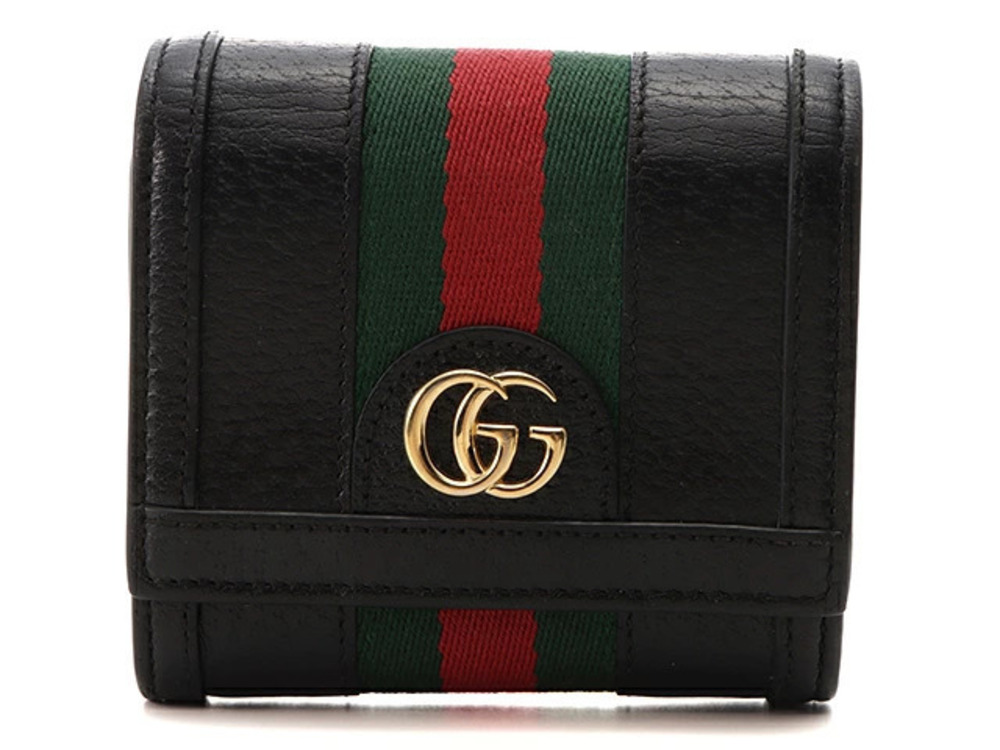 Gucci Ophidia bi fold wallet black calfskin canvas